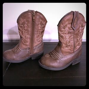 Brown Leather mid calf toddler girl boots Size 6.